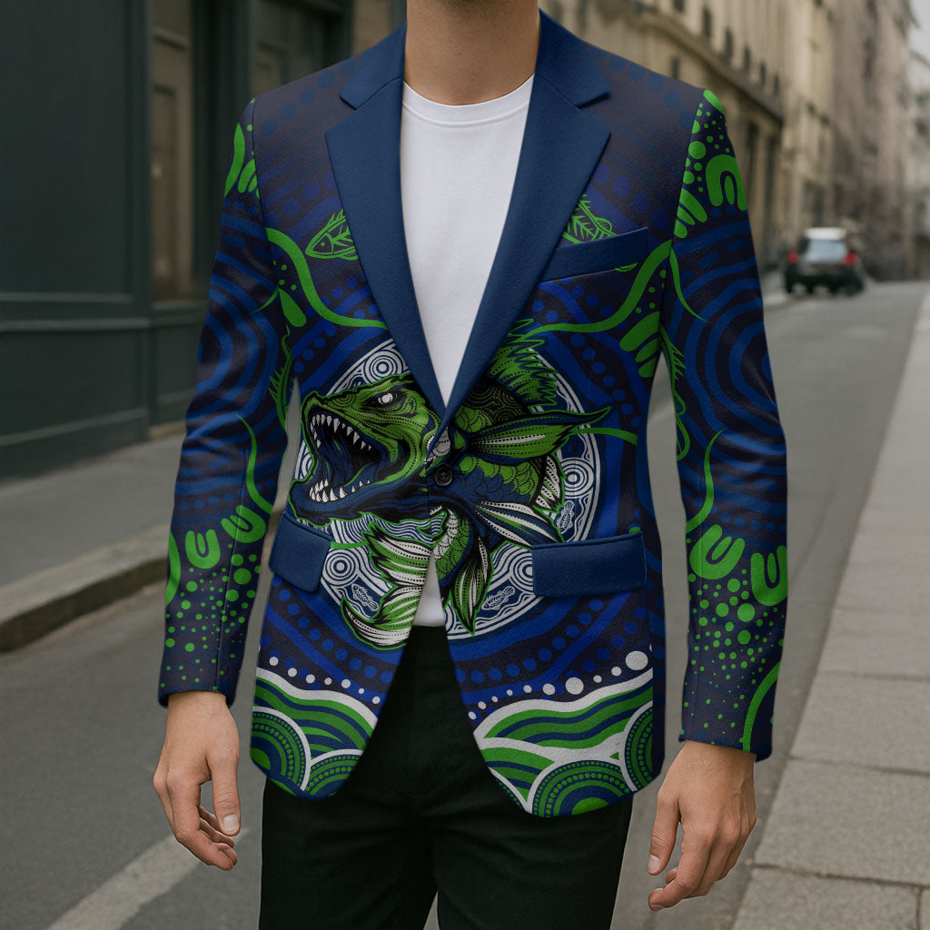 Personalised Barramundi Fishing Blazer Aboriginal Dot Art Fierce Fish