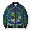 Personalised Barramundi Fishing Bomber Puffer Jacket Aboriginal Dot Art Fierce Fish