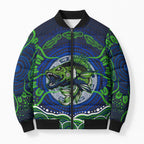 Personalised Barramundi Fishing Bomber Puffer Jacket Aboriginal Dot Art Fierce Fish