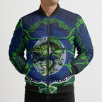 Personalised Barramundi Fishing Bomber Puffer Jacket Aboriginal Dot Art Fierce Fish