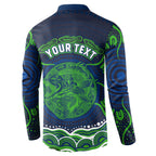 Personalised Barramundi Fishing Button Sweatshirt Aboriginal Dot Art Fierce Fish