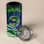 Personalised Barramundi Fishing 4 in 1 Can Cooler Tumbler Aboriginal Dot Art Fierce Fish