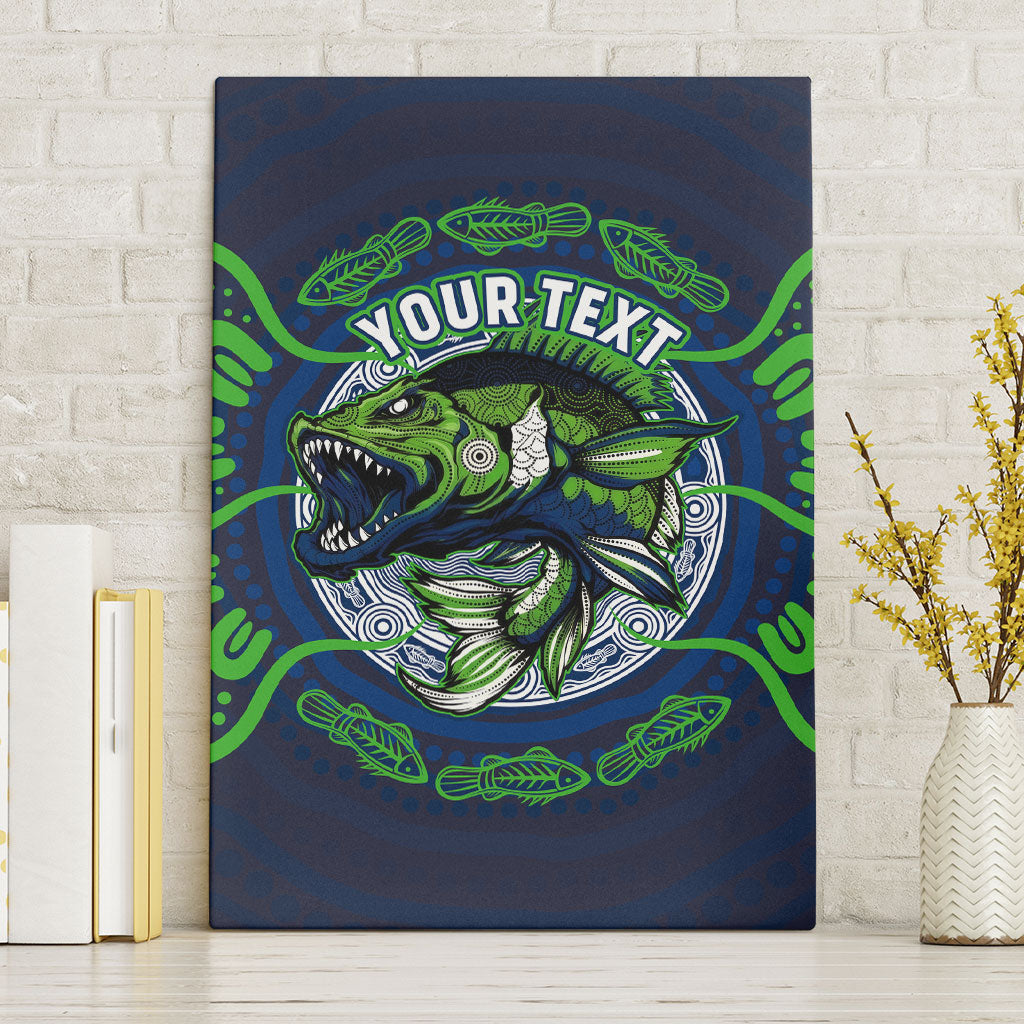 Personalised Barramundi Fishing Canvas Wall Art Aboriginal Dot Art Fierce Fish