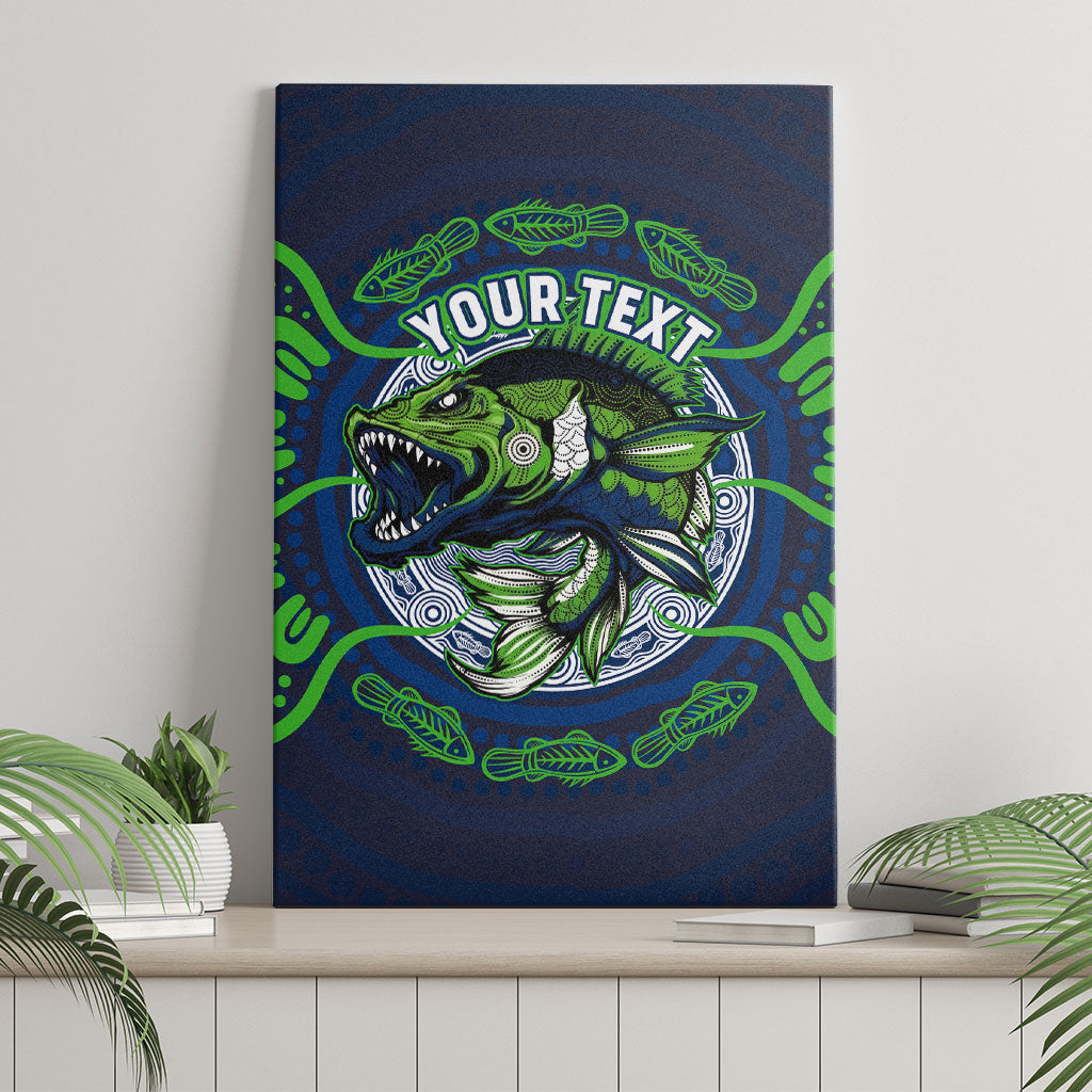 Personalised Barramundi Fishing Canvas Wall Art Aboriginal Dot Art Fierce Fish