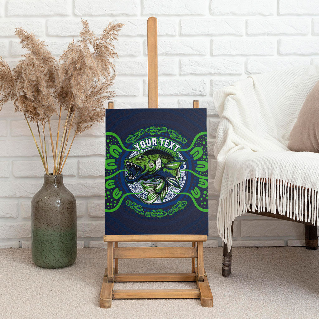 Personalised Barramundi Fishing Canvas Wall Art Aboriginal Dot Art Fierce Fish
