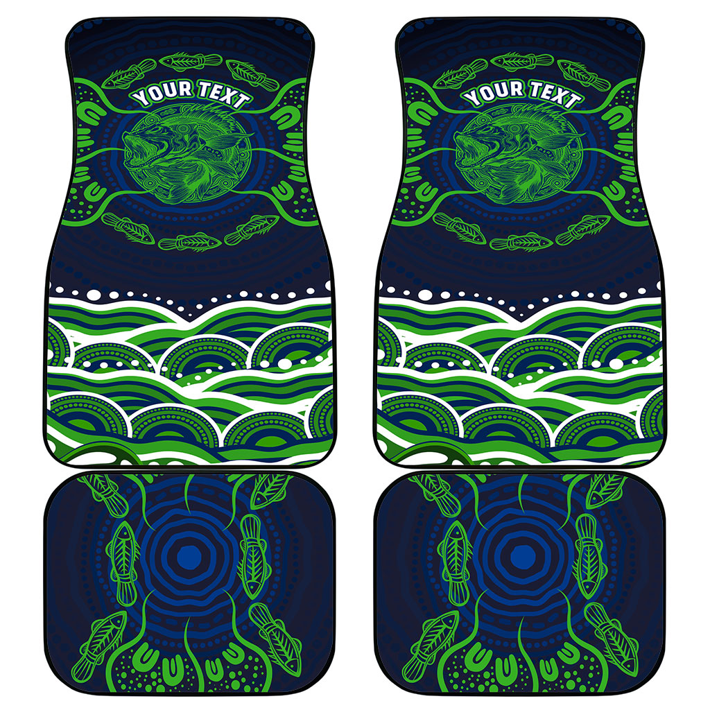 Personalised Barramundi Fishing Car Mats Aboriginal Dot Art Fierce Fish