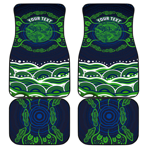 Personalised Barramundi Fishing Car Mats Aboriginal Dot Art Fierce Fish