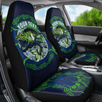 Personalised Barramundi Fishing Car Seat Cover Aboriginal Dot Art Fierce Fish