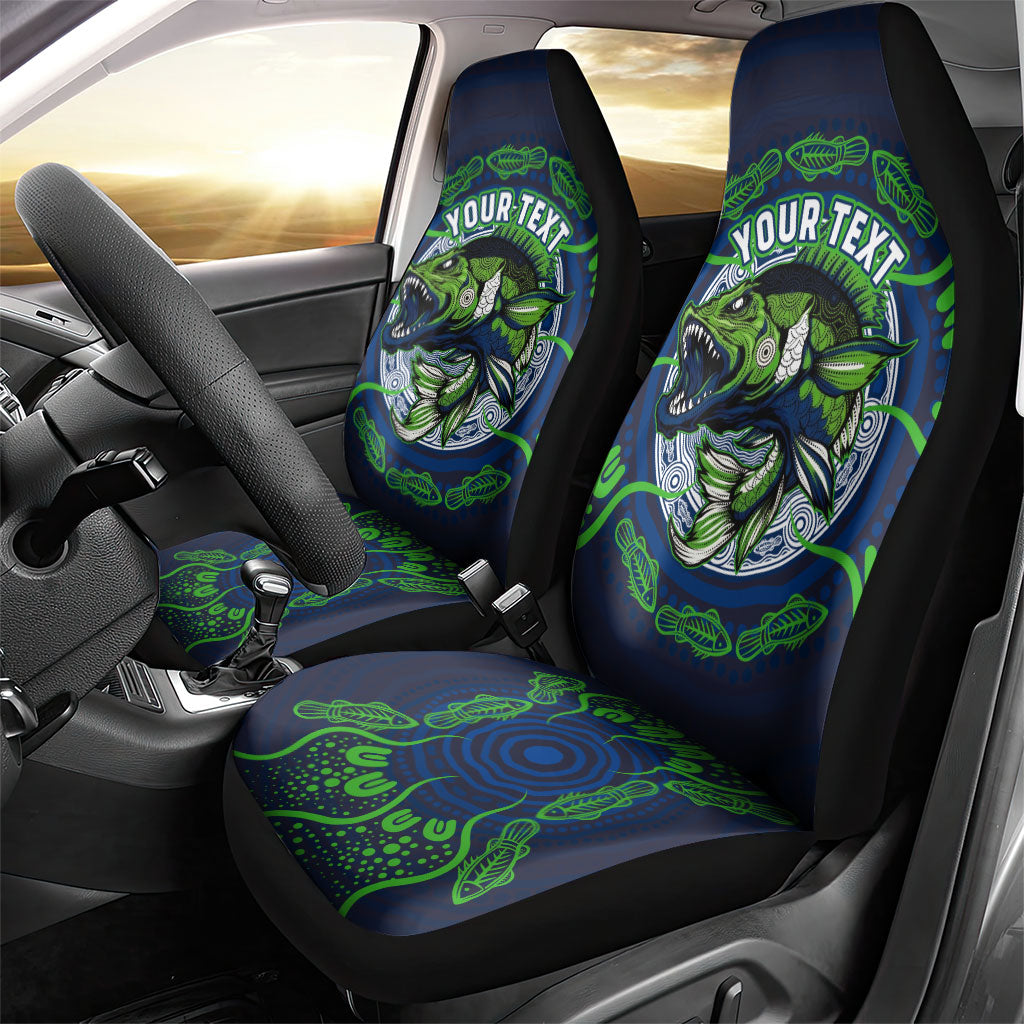 Personalised Barramundi Fishing Car Seat Cover Aboriginal Dot Art Fierce Fish