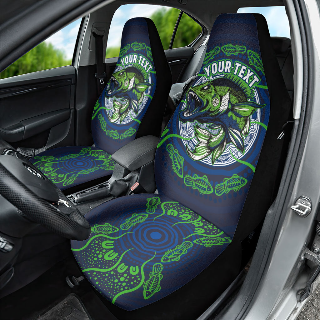 Personalised Barramundi Fishing Car Seat Cover Aboriginal Dot Art Fierce Fish