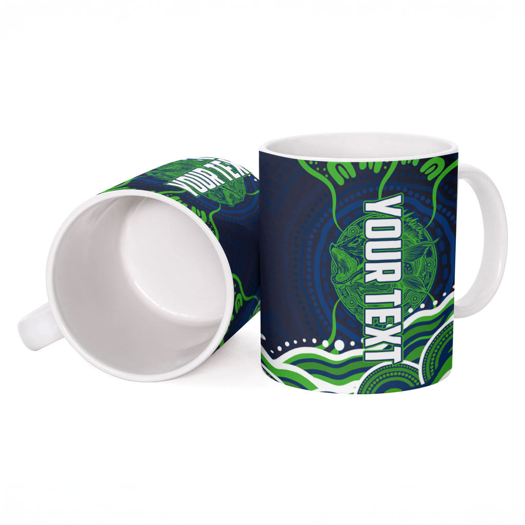 Personalised Barramundi Fishing Ceramic Mug Aboriginal Dot Art Fierce Fish