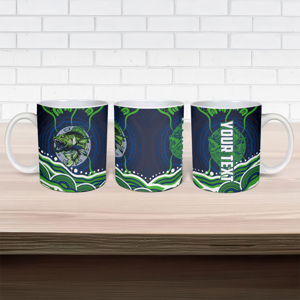 Personalised Barramundi Fishing Ceramic Mug Aboriginal Dot Art Fierce Fish