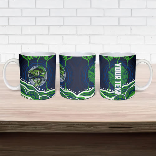 Personalised Barramundi Fishing Ceramic Mug Aboriginal Dot Art Fierce Fish