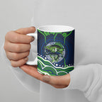 Personalised Barramundi Fishing Ceramic Mug Aboriginal Dot Art Fierce Fish
