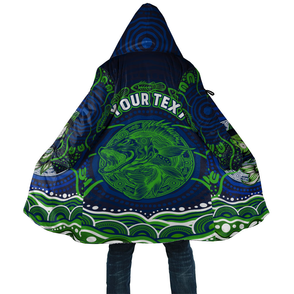Personalised Barramundi Fishing Cloak Aboriginal Dot Art Fierce Fish