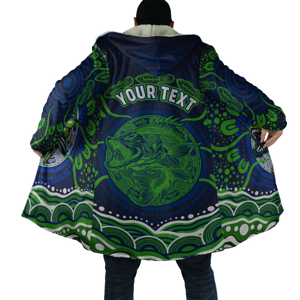 Personalised Barramundi Fishing Cloak Aboriginal Dot Art Fierce Fish