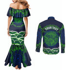 Personalised Barramundi Fishing Couples Matching Mermaid Dress and Long Sleeve Button Shirt Aboriginal Dot Art Fierce Fish