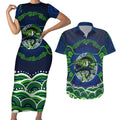 Personalised Barramundi Fishing Couples Matching Short Sleeve Bodycon Dress and Hawaiian Shirt Aboriginal Dot Art Fierce Fish