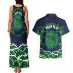 Personalised Barramundi Fishing Couples Matching Tank Maxi Dress and Hawaiian Shirt Aboriginal Dot Art Fierce Fish