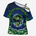 Personalised Barramundi Fishing Cross Shoulder Shirt Aboriginal Dot Art Fierce Fish