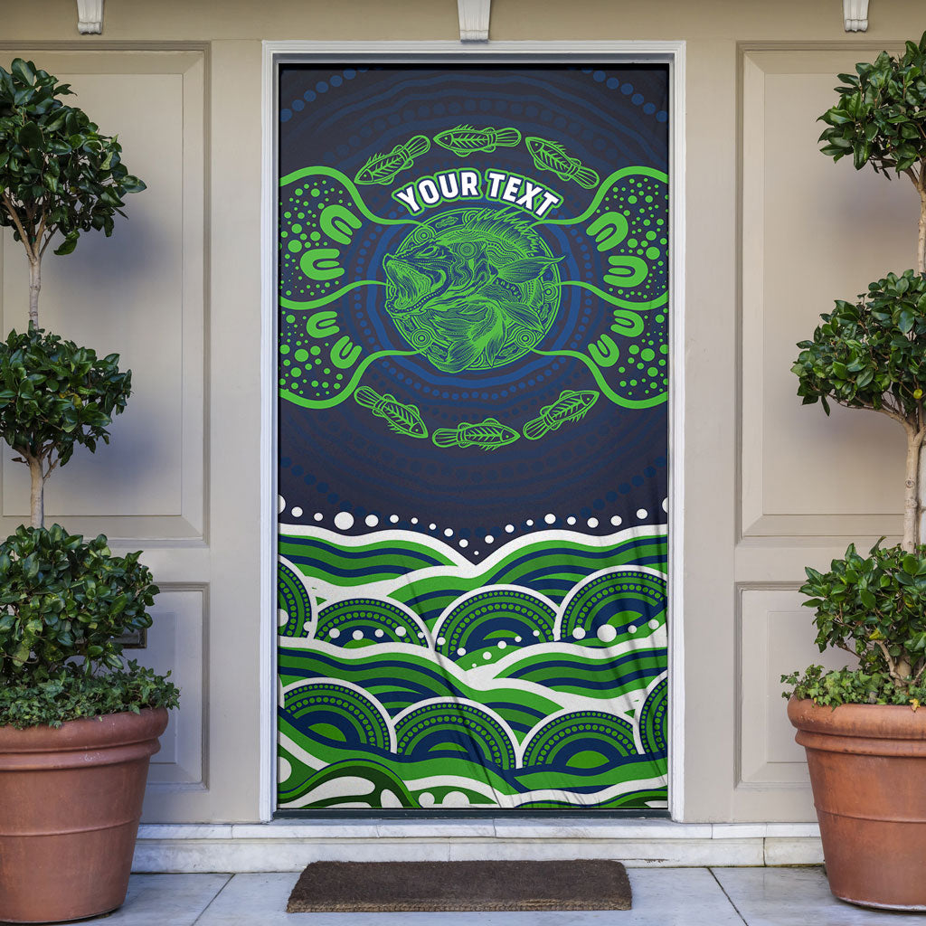 Personalised Barramundi Fishing Door Cover Aboriginal Dot Art Fierce Fish
