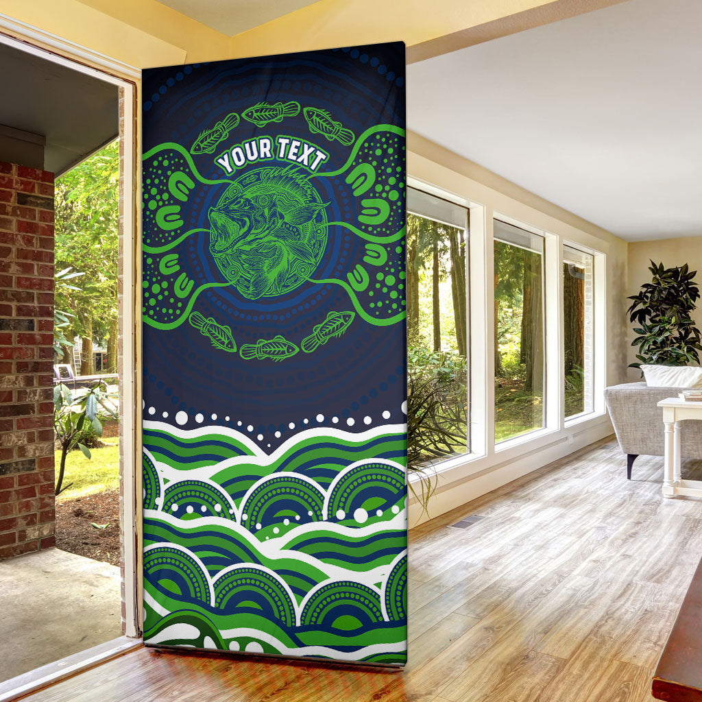Personalised Barramundi Fishing Door Cover Aboriginal Dot Art Fierce Fish