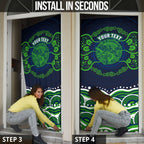 Personalised Barramundi Fishing Door Cover Aboriginal Dot Art Fierce Fish