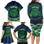 Personalised Barramundi Fishing Family Matching Long Sleeve Bodycon Dress and Hawaiian Shirt Aboriginal Dot Art Fierce Fish