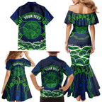 Personalised Barramundi Fishing Family Matching Mermaid Dress and Hawaiian Shirt Aboriginal Dot Art Fierce Fish