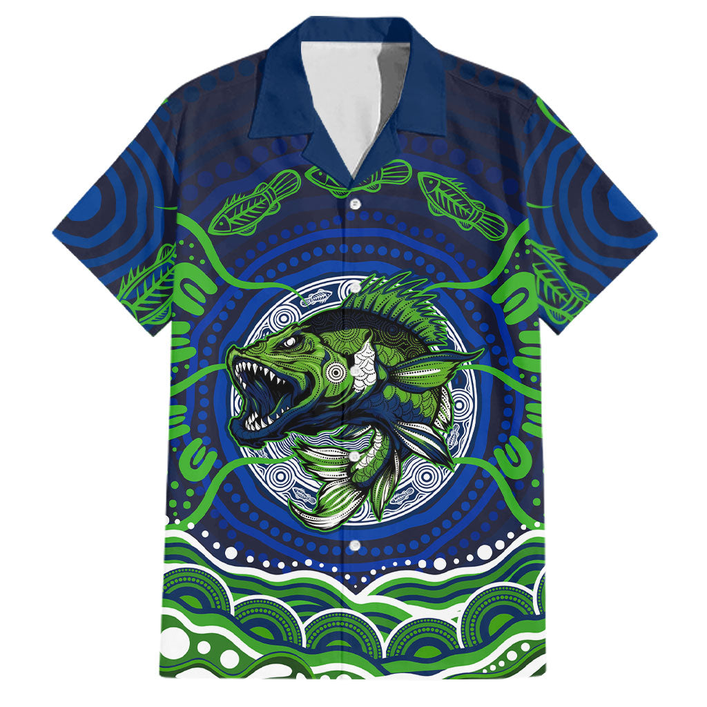 Personalised Barramundi Fishing Family Matching Mermaid Dress and Hawaiian Shirt Aboriginal Dot Art Fierce Fish