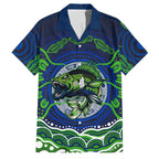 Personalised Barramundi Fishing Family Matching Off Shoulder Maxi Dress and Hawaiian Shirt Aboriginal Dot Art Fierce Fish