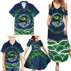 Personalised Barramundi Fishing Family Matching Summer Maxi Dress and Hawaiian Shirt Aboriginal Dot Art Fierce Fish