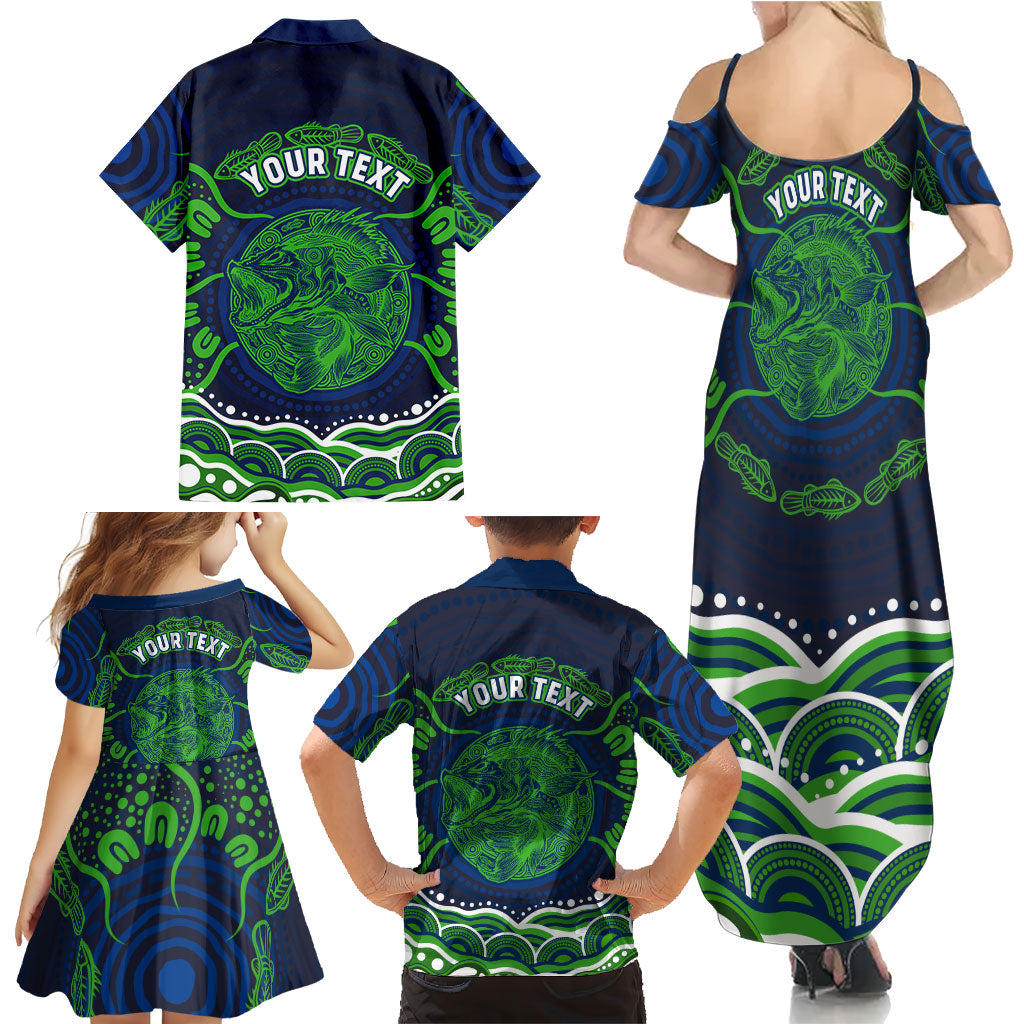 Personalised Barramundi Fishing Family Matching Summer Maxi Dress and Hawaiian Shirt Aboriginal Dot Art Fierce Fish