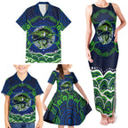 Personalised Barramundi Fishing Family Matching Tank Maxi Dress and Hawaiian Shirt Aboriginal Dot Art Fierce Fish