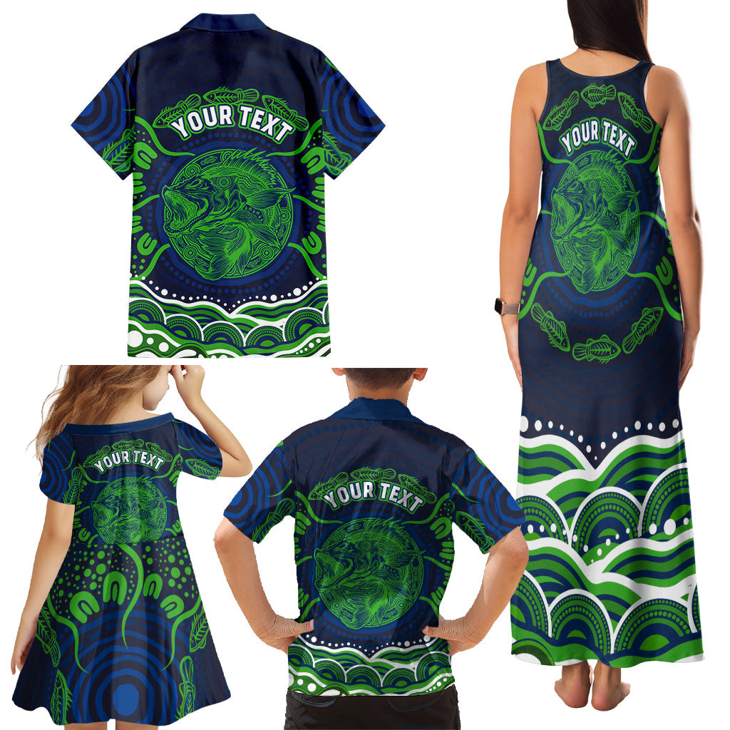 Personalised Barramundi Fishing Family Matching Tank Maxi Dress and Hawaiian Shirt Aboriginal Dot Art Fierce Fish