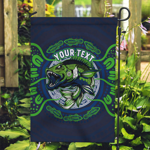 Personalised Barramundi Fishing Garden Flag Aboriginal Dot Art Fierce Fish