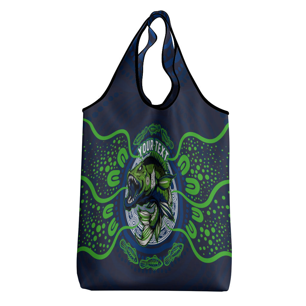 Personalised Barramundi Fishing Grocery Bag Aboriginal Dot Art Fierce Fish