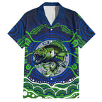 Personalised Barramundi Fishing Hawaiian Shirt Aboriginal Dot Art Fierce Fish