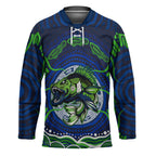 Personalised Barramundi Fishing Hockey Jersey Aboriginal Dot Art Fierce Fish