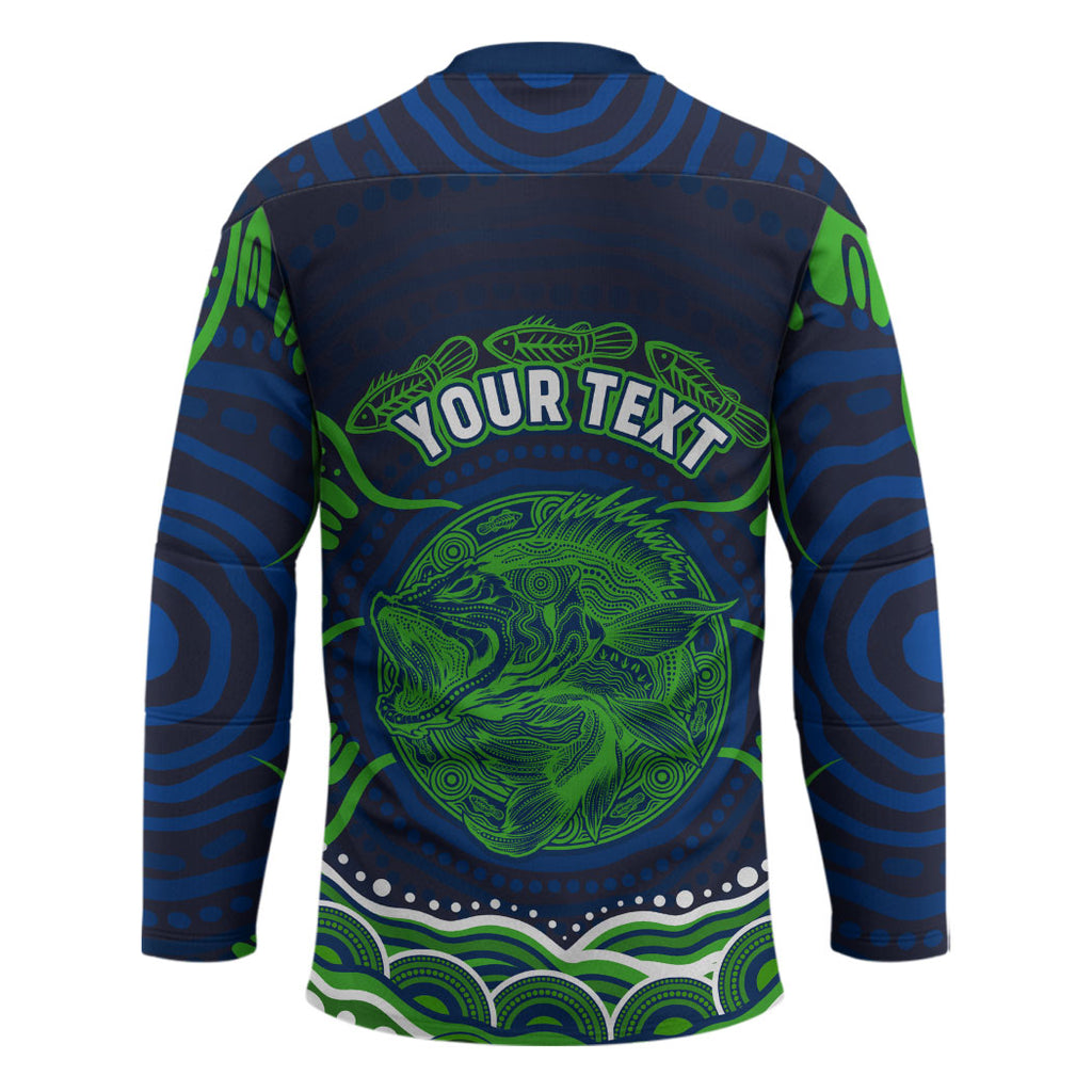 Personalised Barramundi Fishing Hockey Jersey Aboriginal Dot Art Fierce Fish