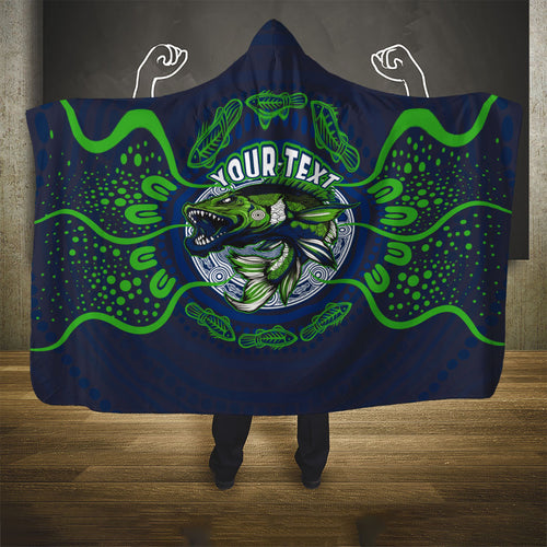 Personalised Barramundi Fishing Hooded Blanket Aboriginal Dot Art Fierce Fish