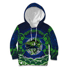 Personalised Barramundi Fishing Kid Hoodie Aboriginal Dot Art Fierce Fish