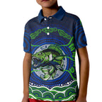Personalised Barramundi Fishing Kid Polo Shirt Aboriginal Dot Art Fierce Fish