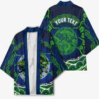 Personalised Barramundi Fishing Kimono Aboriginal Dot Art Fierce Fish