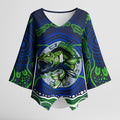 Personalised Barramundi Fishing Kimono Sleeve Blouse Aboriginal Dot Art Fierce Fish