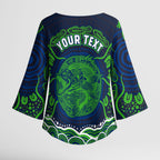 Personalised Barramundi Fishing Kimono Sleeve Blouse Aboriginal Dot Art Fierce Fish