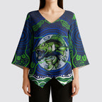 Personalised Barramundi Fishing Kimono Sleeve Blouse Aboriginal Dot Art Fierce Fish