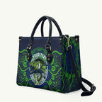 Personalised Barramundi Fishing Leather Bag Aboriginal Dot Art Fierce Fish