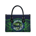 Personalised Barramundi Fishing Leather Bag Aboriginal Dot Art Fierce Fish