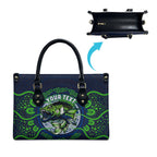 Personalised Barramundi Fishing Leather Bag Aboriginal Dot Art Fierce Fish